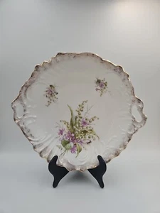 Antique Carl Tielsch CT Germany Hand Painted Floral Handled Serving Plate - Picture 1 of 12