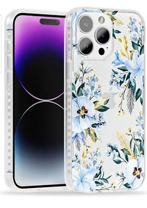 Case For iPhone 15 Pro Case with Blue Viola Cornuta Floral Design, Phone Cover - Picture 1 of 7