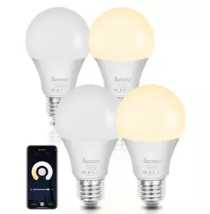4 Pack Smart Light Bulb APP WiFi LED Lighting Work Alexa&Google E26 8W 800LM - Picture 1 of 13