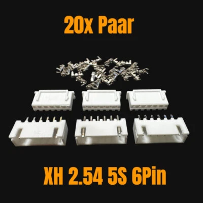 ✅ 20 Paar 5S 6Pin XH 2.5mm Balancer Mini Stecker Crimp Set Lipo Akku 14,8V RC ✅ - Bild 1 von 4