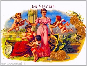 La Vicoma Vintage Zigarre Tabak Box Kiste Innen Etikett Kunst 7x10 Zoll Druck - Bild 1 von 1