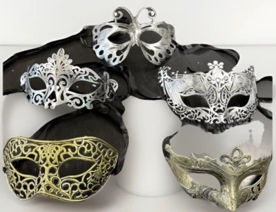 VTG Lot 5 Phoenician Masquerade Cat Eye Masks Gold Bronze Silver Tone Halloween - Image 1 of 4