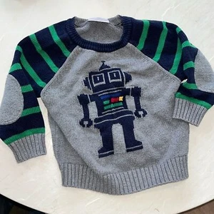 Hanna Andersson Boys 2T Robot Sweater (Toddler, 80/2T) - Picture 1 of 7