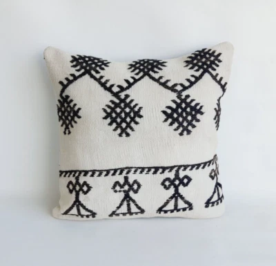 Decorative Kilim Pillow Cover , Primitive Pattern, 20x20 Kilim Cushion Case - Image 1 of 4