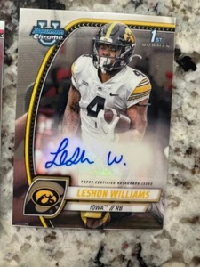 2024 BOWMAN U CHROME AUTO 1st ROOKIE CARD IOWA HAWKEYES LESHON WILLIAMS #PA-LWI - Picture 1 of 1