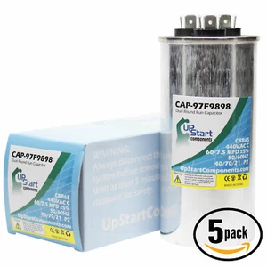 5x 60/7.5 MFD 440 Volt Dual Round Run Capacitor for Carrier 697CNX048000ABAA - Picture 1 of 1