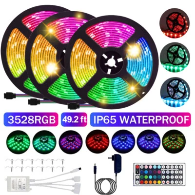 49FT Flexible Strip Light 3528 RGB LED SMD Remote Fairy Lights Room TV Party Bar - Image 1 of 4