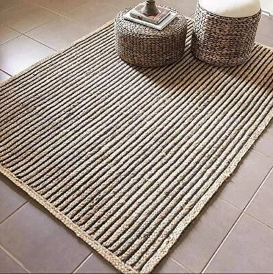 Rug Jute & Cotton Rug Handmade Carpet Rectangle Door for Living Room, Hallway - Image 1 of 4