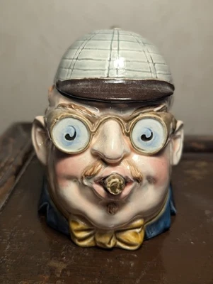 Antique Peko Tobacco Jar Austrian Majolica  Motorist Driver Automobilia C. 1908 - Image 1 of 4