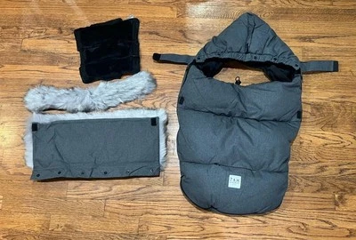 7AM Plush Pod Stroller And Car Seat Footmuff Heather Grey Dark Fur  0-18 Months - Image 1 of 4