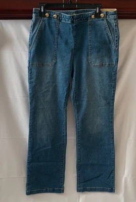 Pantalones de mezclilla MICHAEL KORS Selma tiro alto corte bota en lavado azul California talla 10 Foto 1 de 4