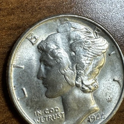 1944 Mercury Silver Dime BU Uncirculated ERROR Die Clash or Struck Through - Image 1 of 4