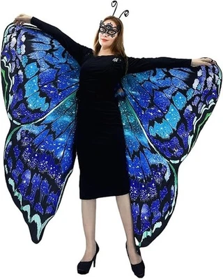 Disfraz de mariposa estampado a doble cara para mujer, alas de mariposa para adulto para mujer Foto 1 de 4