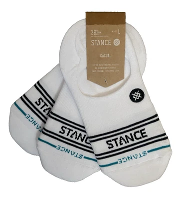 3 件装 Stance 休闲基本款无展示棉混纺袜白色 L 9-12 批量 3 件 Prs — 第 1/4 张图片
