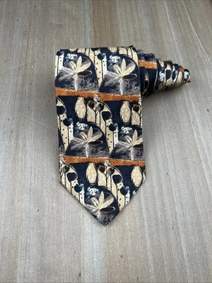 Gravata de seda ERMENEGILDO ZEGNA designer geométrica marrom e bege Madie na Itália - Imagem 1 de 4