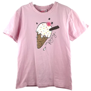 ROXY Girls Ice Cream Graphic Teen T-shirt 100% Cotton Girls Size 14 PINK Summer - Picture 1 of 9