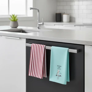 Kit of 2 Cotton Tea Towels 50x70 Eic-Pi Don&#39;t put it off until tomorrow - Picture 1 of 4