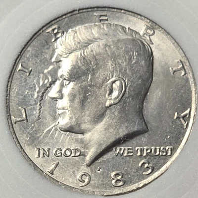 1983P John F. Kennedy Half Dollar Very Rare Triple Die Clash Mint Error - Image 1 of 4