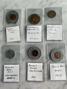 6 Tokens Pomeroy's, Fairview H. Reading Premium Beer, 1st Nat. Bank, Hamburg - Picture 1 of 2