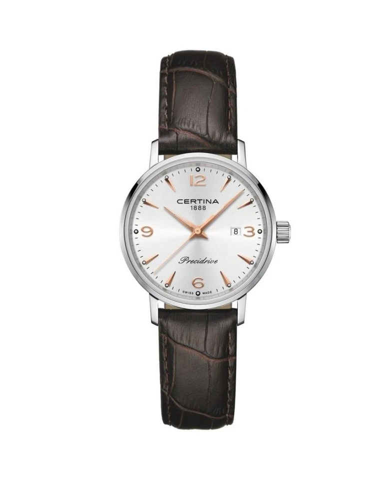 Reloj informal de cuarzo analógico para mujer CERTINA vestido clásico esfera plateada impermeable Ro Foto 1 de 1