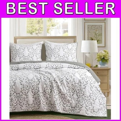 Elegant Reversible Quilt Set - Queen Bed Coverlet - Image 1 of 4