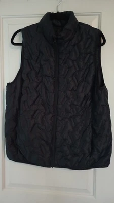 Chaleco acolchado azul marino oscuro mandarina usado en excelente estado para mujer talla XL bolsillos Foto 1 de 4