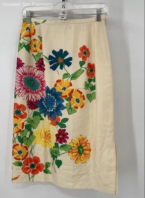 Falda recta y lápiz floral 100 % seda MaxMara talla 8 mujer beige Foto 1 de 4