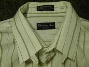 vtg CHRISTIAN DIOR monsieur shirt USA MADE no iron lightweight quick dry mens LG - Picture 1 of 13