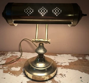 Vintage Brass Bankers Table Lamp W/ Bulb - Tested & Works - Picture 1 of 14