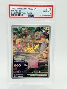 2023 POKEMON MEW EN-151 ILLUSTRAZIONE RARA #173 PIKACHU PSA 8 - Foto 1 di 3