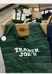 GRÜN Trader Joe's NEU 2 TÜTEN IN 1 CANVAS MICRO TRAGETASCHE MIT EINKAUFSTASCHE (V13) - Bild 1 von 3