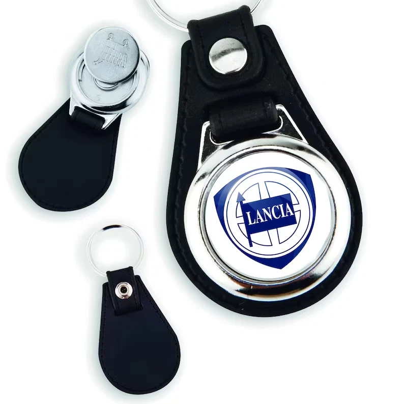 Porte-clés Lancia en simili cuir synthétique avec jeton de caddie - Photo 1/4