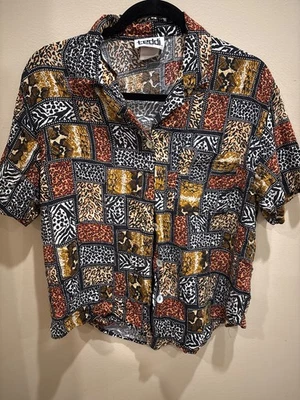 Teddi Petite Mujer Animal Print Camisa Abotonada Foto 1 de 3