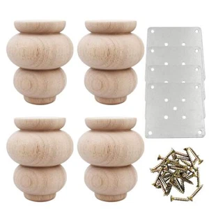 Btibpse Wood Furniture Legs 4 Inch Sofa Couch Chair Ottoman Loveseat Cabinet ... - Picture 1 of 9