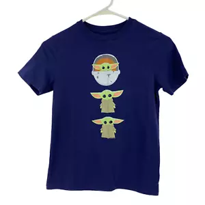 Old Navy Baby Yoda Youth Boys T-Shirt Size Medium Navy Blue Short Sleeve Graphic - Picture 1 of 10