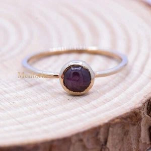 925 Sterling Silver Natural Flashy Star Ruby Solitaire Ring Handmade Jewelry - Picture 1 of 5