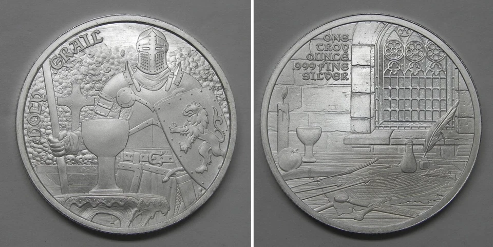 Holy Grail Medieval Legends One Troy Ounce 999 Fine Silver Round from Tube - Image 1 of 1