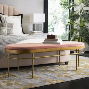 SAFAVIEH Sylva Oval Bench | Dusty Rose / Gold | - Picture 1 of 8