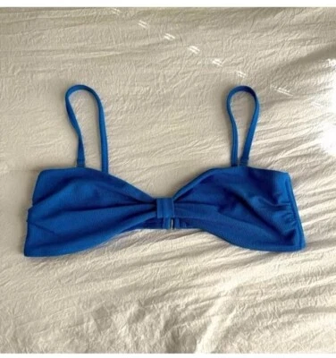 Top de bikini de natación bandeau con nudo frontal azul para mujer Abercrombie & Fitch talla XL Foto 1 de 4
