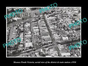 OLD POSTCARD SIZE PHOTO MOONEE PONDS VICTORIA AERIAL VIEW RAILWAY STATION 1950