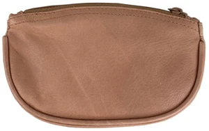 Tan Leather Full Size Tobacco Pouch with Zipper Holds 2 oz Pipe Tobacco - 9301 - Picture 1 of 1