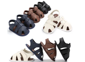 Newborn Baby Boy Soft Sole Pram Shoes Toddler PreWalker Summer Sandals Size 0-18 - Picture 1 of 20