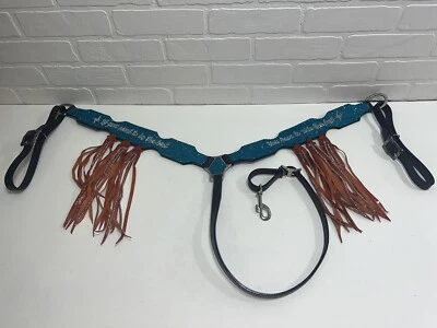 NUEVO - Brida de plomo de caballo borla flecos tachonados con estrás azul y marrón Foto 1 de 4