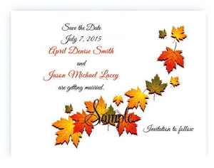 100 tarjetas personalizadas de otoño otoño otoño hojas de boda guardar fecha - Imagen 1 de 1