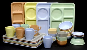 37pc Vintage ARROWHEAD Ever Ware MELAMINE Divided Tray Set / MID-CENTURY MODERN - Picture 1 of 7