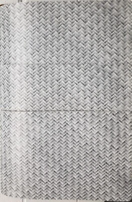 JUEGO DE 3 MISMOS MANTELES INDIVIDUALES DE PLÁSTICO con respaldo de corcho (11"x17") DISEÑO DE MADERA TEJIDA PLATEADA, KR Foto 1 de 4