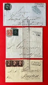 3 x alter Brief Preussen mit Nummernstempel 852 LIEGNITZ 1857/1859 ( F23537 - Bild 1 von 2