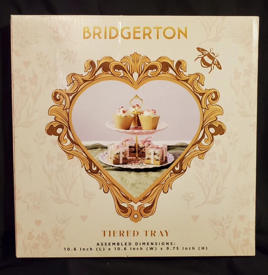 Bridgerton Netflix Floral Tiered Tray Multi-Color 12 Inches Tea