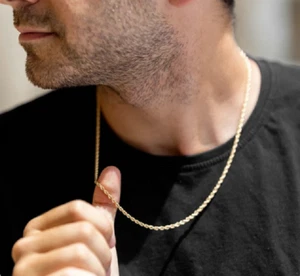 3.5MM THICK GOLD FILLED 18K Italian Rope necklace 20" 21" 22" chain men women - Picture 1 of 7