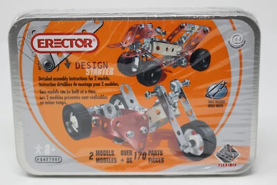 New MECCANO Erector Design Starter Flex #842706E 2012 Two Model Set in tin case - Image 1 of 4